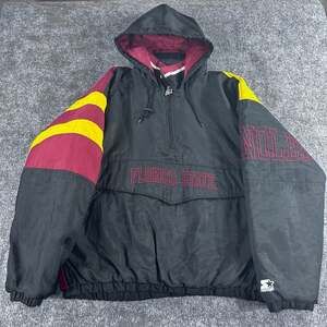 Vintage 90s Starter Florida State Seminoles 1/2 Zip Hooded Quilted Jacket